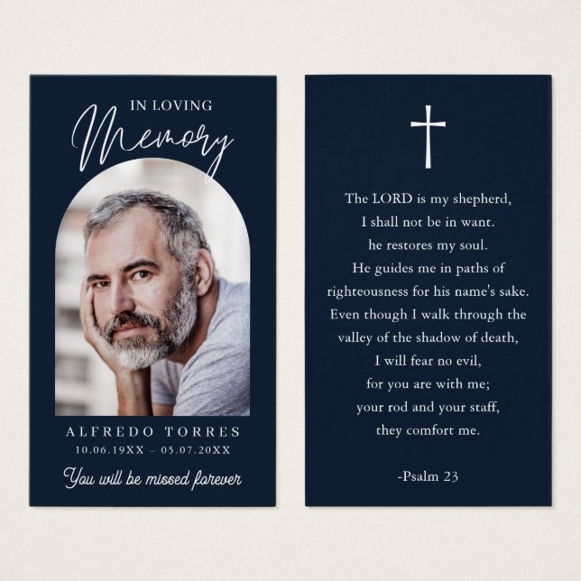 Modern Simple Photo Funeral Memorial Prayer Cards (Front & Back)