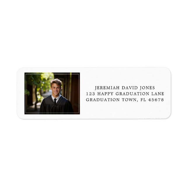 Modern Simple Photo Grad Return Address Label (Front)