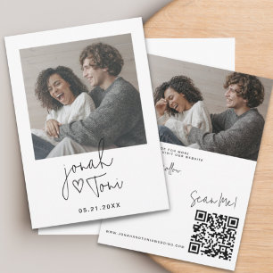 Modern Simple Photo Heart QR Code Save the Date Invitation