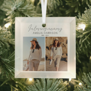 Modern & Simple Photo Memorial Christmas Tree Glass Tree Decoration