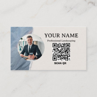 Modern Simple Photo Minimalist qr code Business Card