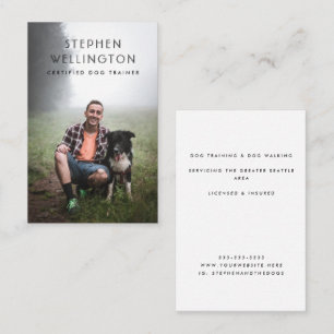 Modern Simple Photo Pet Sitter Dog Trainer Business Card