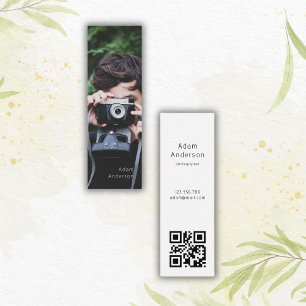 Modern Simple Photo QR Code Photographer  Mini Business Card