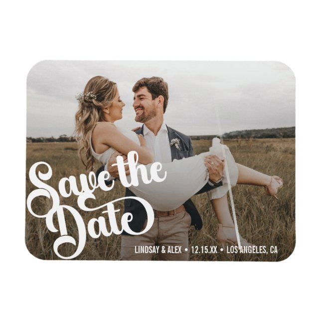 Modern Simple Photo Save The Date Magnet (Horizontal)