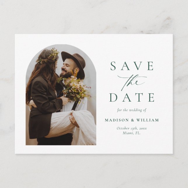 Modern Simple Photo Save The Date Postcard (Front)