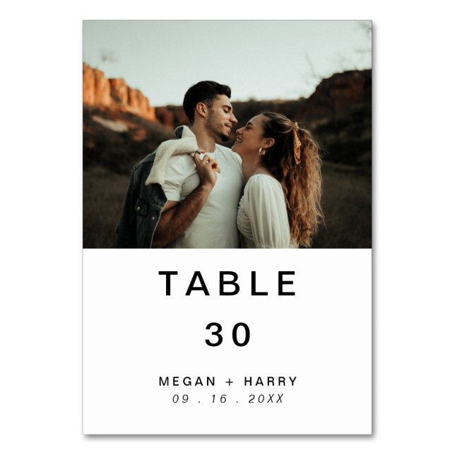 Modern Simple Photo Table Number Card (Front)