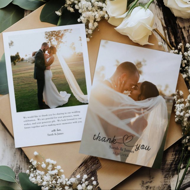 Modern Simple Photo Thank You Calligraphy Wedding (Creator Uploaded)
