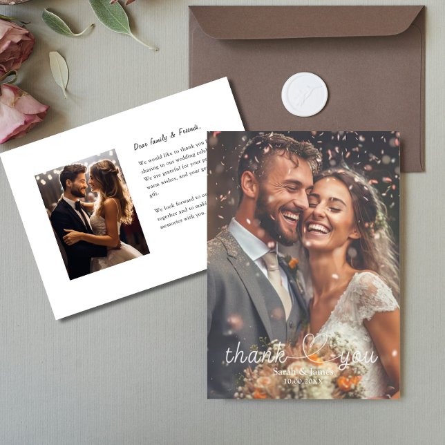 Modern Simple Photo Thank You Wedding Card (Creator Uploaded)
