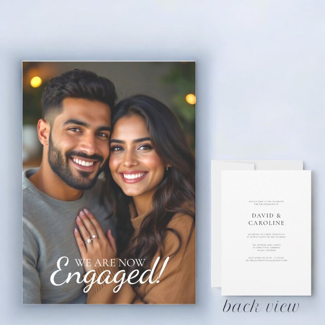 modern simple photo wedding engagment party  invitation (modern simple we are engaged  fully custom , party invitation )