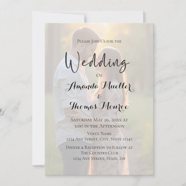 Modern Simple Photo Wedding Invitation (Front)