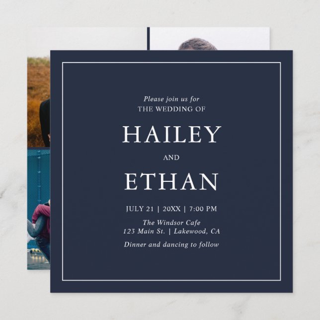Modern Simple Photo Wedding Invitation (Front/Back)