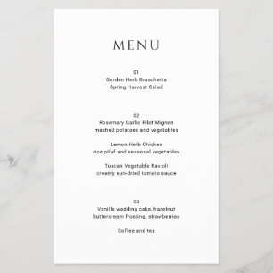 Modern Simple Photo Wedding Menu