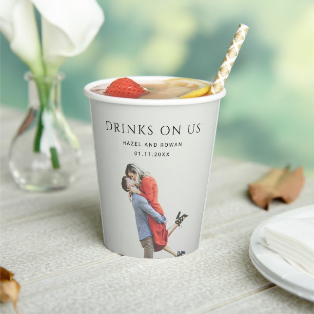 Modern Simple Photo Wedding Paper Cups (Insitu)
