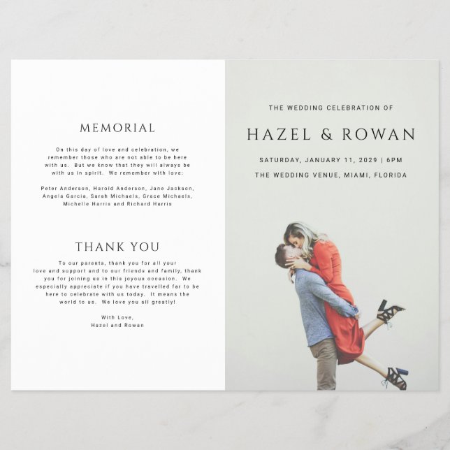 Modern Simple Photo Wedding Program Flyer (Front)