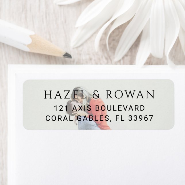 Modern Simple Photo Wedding Return Address Label (Insitu)