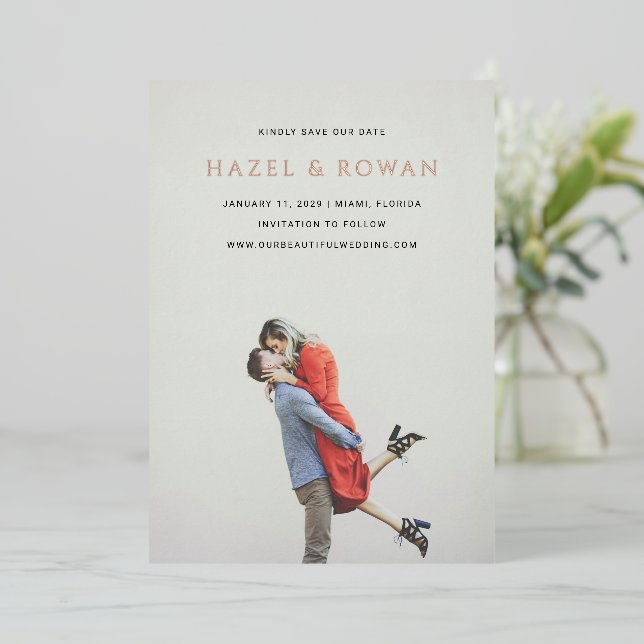 Modern Simple Photo Wedding Save the Date (Standing Front)