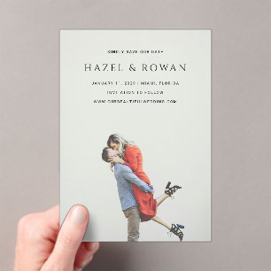 Modern Simple Photo Wedding Save the Date Acrylic Invitations