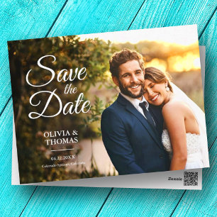 Modern Simple Photo Wedding Save The Date Postcard