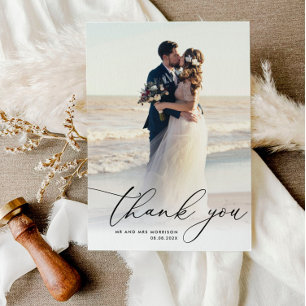 modern simple photo wedding thank you 