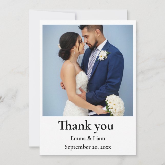 Modern simple Photo Wedding Thank You Card  (Front)