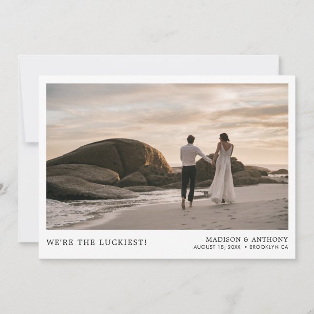 Modern Simple Photo Wedding Thank you Card (Front)