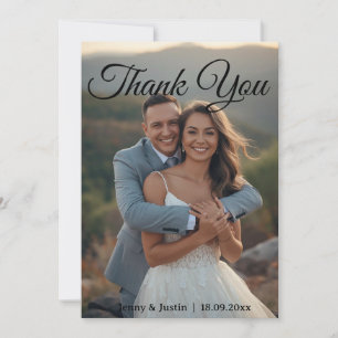 Modern Simple Photo Wedding Thank You Card W Note