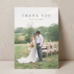 Modern Simple Photo Wedding Thank You Card W Note<br><div class="desc">Portrait simple modern wedding thank you card with note.</div>