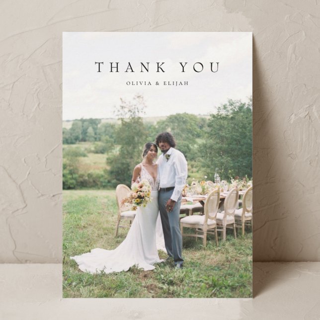 Modern Simple Photo Wedding Thank You Card W Note (Creator Uploaded)