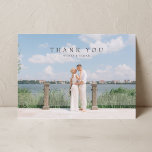 Modern Simple Photo Wedding Thank You Card W Note<br><div class="desc">Landscape simple modern wedding thank you card with note.</div>