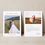 Modern Simple Photo Wedding Thank You Card W Note<br><div class="desc">Simple modern wedding thank you card with note.</div>