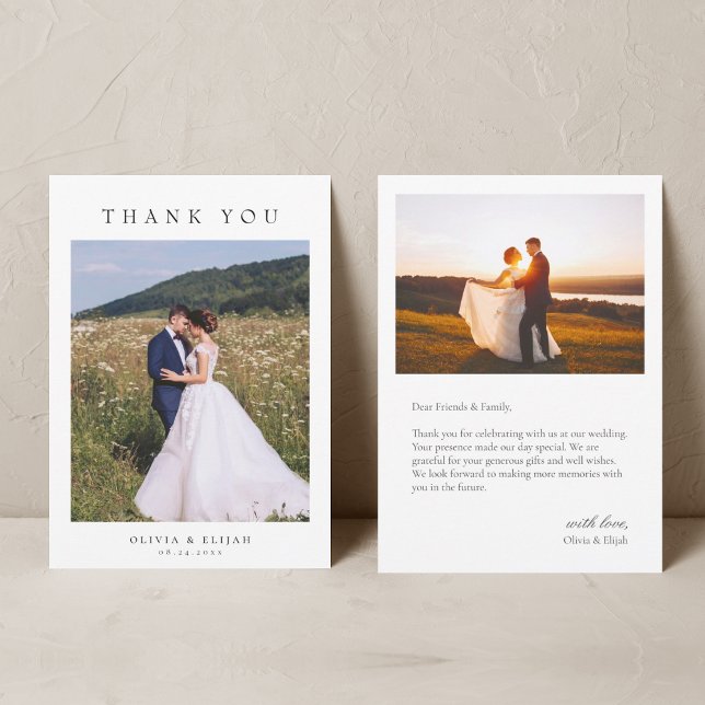 Modern Simple Photo Wedding Thank You Card W Note (Creator Uploaded)