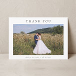 Modern Simple Photo Wedding W Note Landscape Thank You Card<br><div class="desc">Landscape simple modern wedding thank you card with note.</div>