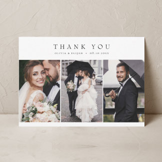 Modern Simple Photo Wedding W Note Multiphoto Thank You Card