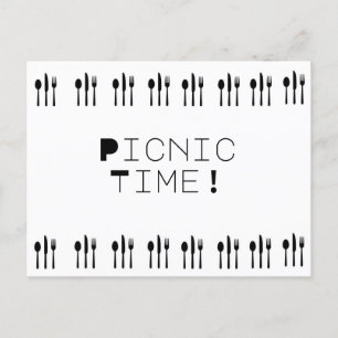 Modern Simple Picnic Forks and Spoons Meal Postcard