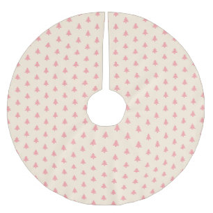 Modern Simple Pink Beige Christmas Trees Brushed Polyester Tree Skirt