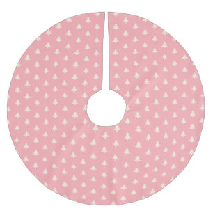 Modern Simple Pink Beige Christmas Trees Brushed Polyester Tree Skirt
