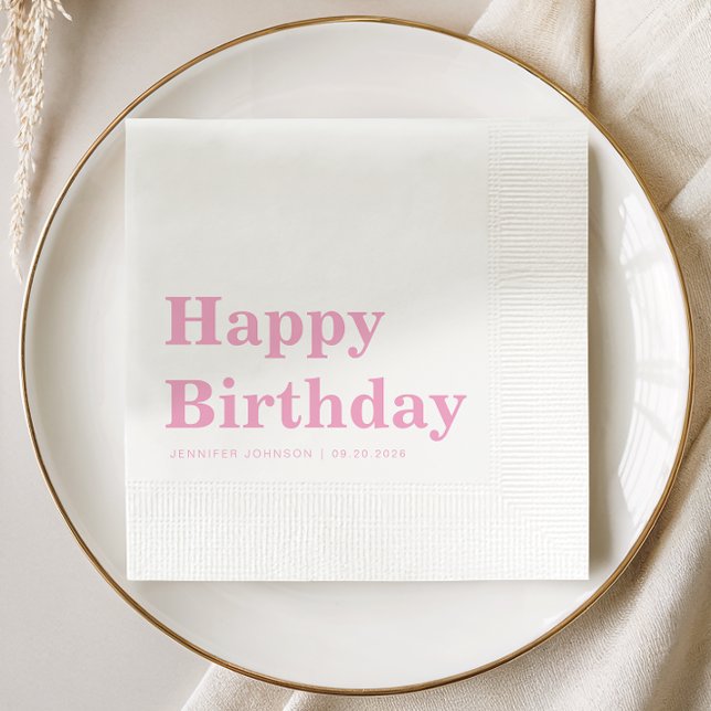 Modern Simple Pink Birthday Napkin (Modern Simple Pink Birthday Napkins)