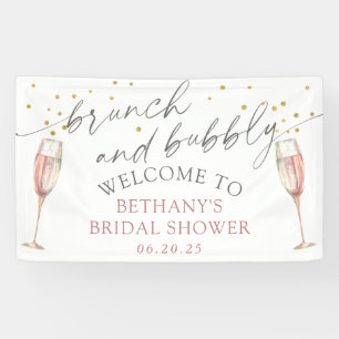 Modern simple pink brunch and bubbly bridal shower banner