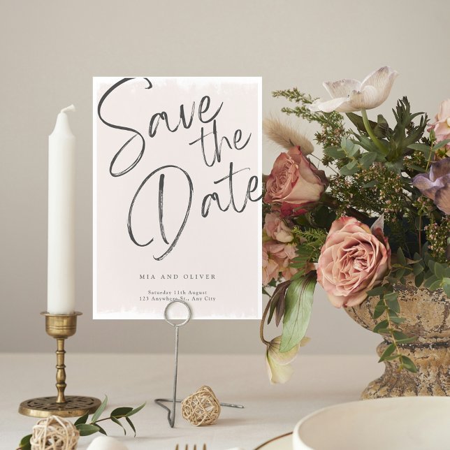 Modern SImple Pink Calligraphy Save The Date  Invitation (Modern SImple Pink Calligraphy Save The Date Invitation)