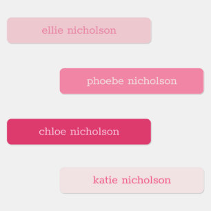 Modern Simple Pink Girly Waterproof Name Labels