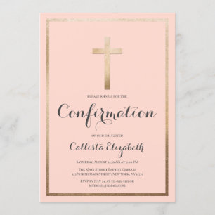 Modern Simple Pink Gold Cross Border Confirmation Invitation
