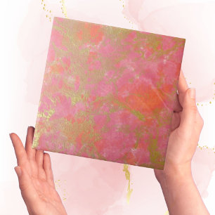 Modern Simple Pink Gold Faux Marble effect Tile