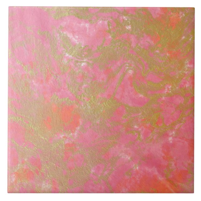 Modern Simple Pink Gold Faux Marble Tile (Front)
