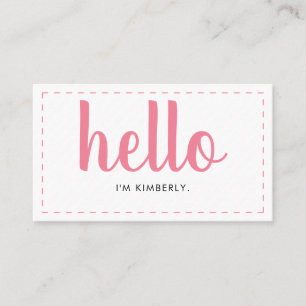 Modern Simple Pink Hello Script Name Typography Business Card