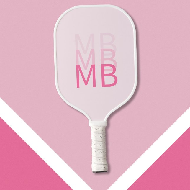 Modern Simple Pink Initial Monogram Pickleball Paddle (Creator Uploaded)