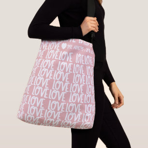 Modern Simple Pink Love Script Pattern Bible Verse Crossbody Bag