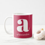 Modern Simple Pink Monogram Initial Letter Name Coffee Mug<br><div class="desc">Modern Simple Pink Monogram Initial Letter Name Coffee Mug. This Modern Monogrammed Initial Letter Name Pink Magenta Coffee Mug is in a fun simple minimal style. This fun design let's you add your initial and your name on this coffee mug. This mug has magenta pink lettering on a white background....</div>