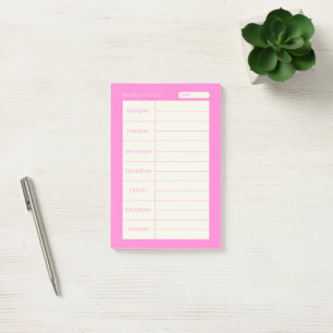 Modern simple pink weekly post-it notes