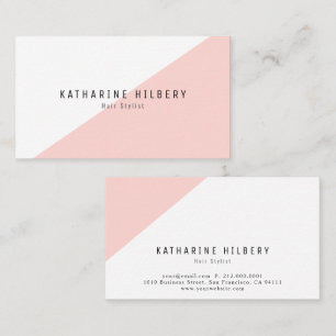 Modern Simple Pink White Block Business Card