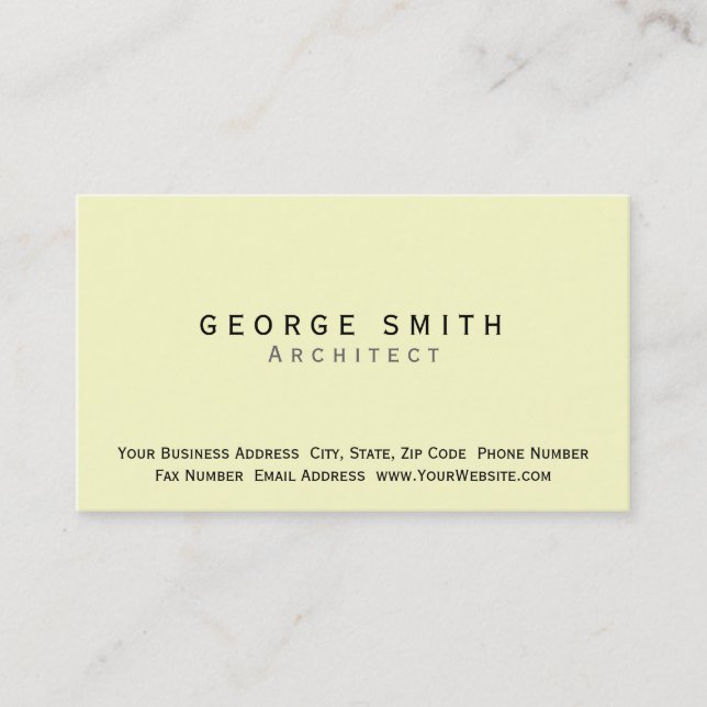 Modern Simple Plain Architect Business Card (Front)